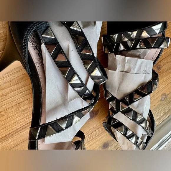 VINCE CAMUTO Black Lucia Studded Heels - Picture 6 of 7